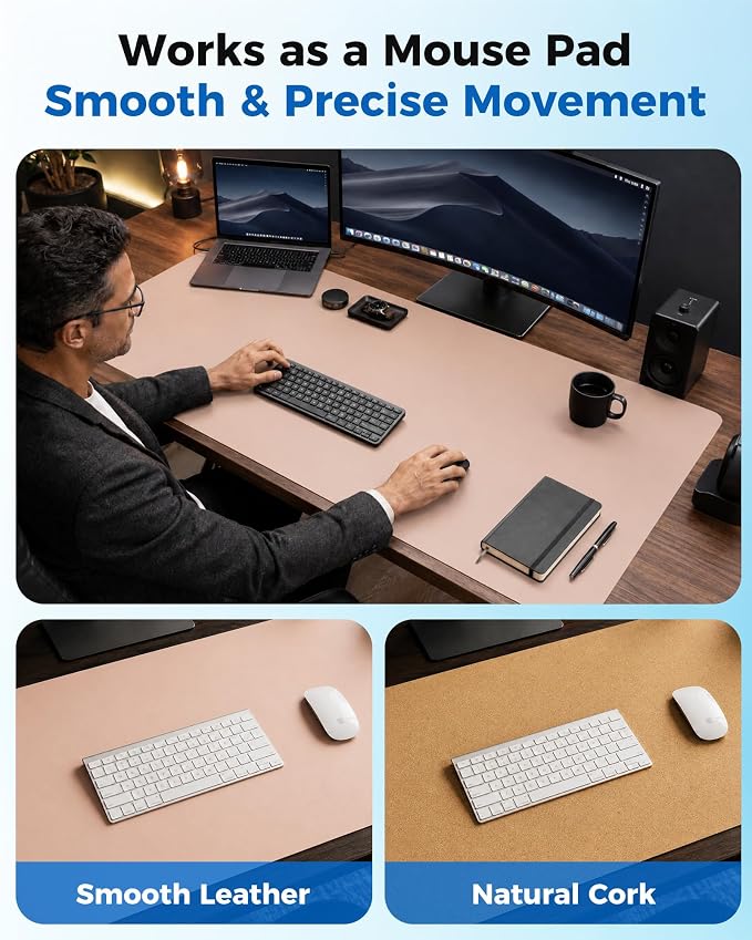 Aothia Double-Sided Desk Pad – 37.8"x17" Leather Desk Mat - Image 3