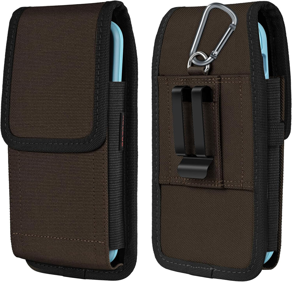 Phone Holster for Belt with Metal Clip and Magnetic Closure Compatible with iPhone 16/15/14/13/12 Pro Max, Galaxy S25/S24/S23/S22 Plus & FE for Everyday Protection, L-Coffee