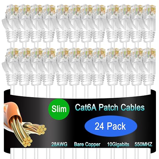 Cat6a Slim Ethernet Patch Cable 3 ft, Cat6a Patch Cable by Lysymixs