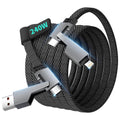 Travel Essentials 240W USB C Cable,4 in 1 Charging Cable Fast Charging Cords with E-Mark Chip,Multi USB Cable for iPhone 16 15 iPad MacBook Pro Air Samsung S25 Switch