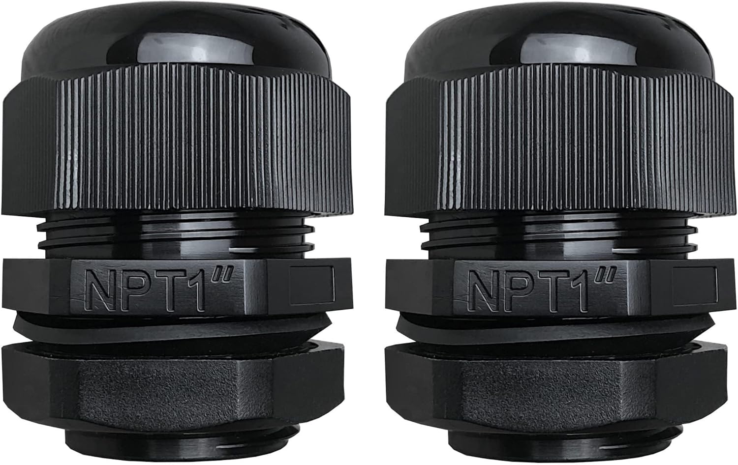 MGI SpeedWare 1" NPT Strain Relief Nylon Cord Grip Cable Glands, Black Plastic Grommet 2-Pack