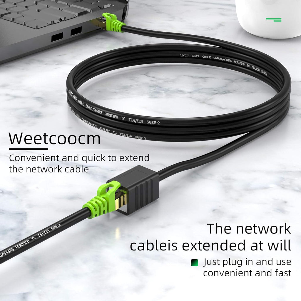 Ethernet Extension Cable 3ft, Network Cat6a Extension Patch Cable RJ45 Cords Shielded Male to Female Connector (3FT)