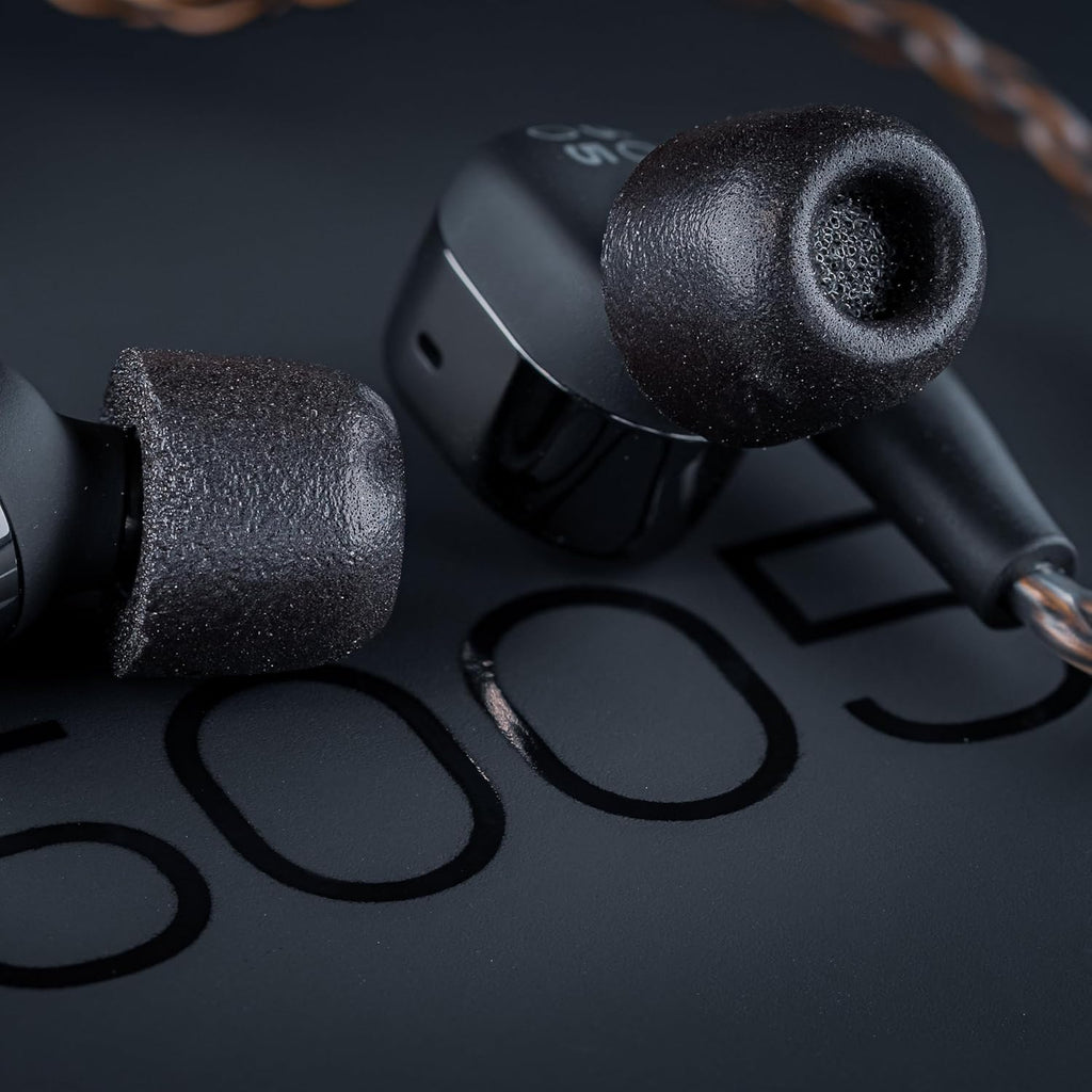 Comply 500 Core Series | Memory Foam Replacement IEM Ear Tips for KZ, Moondrop, FiiO Sennheiser & More | Superior Noise Isolation, Ultimate Comfort, Secure Fit | Round, Black (S/M/L) (3 Pairs)