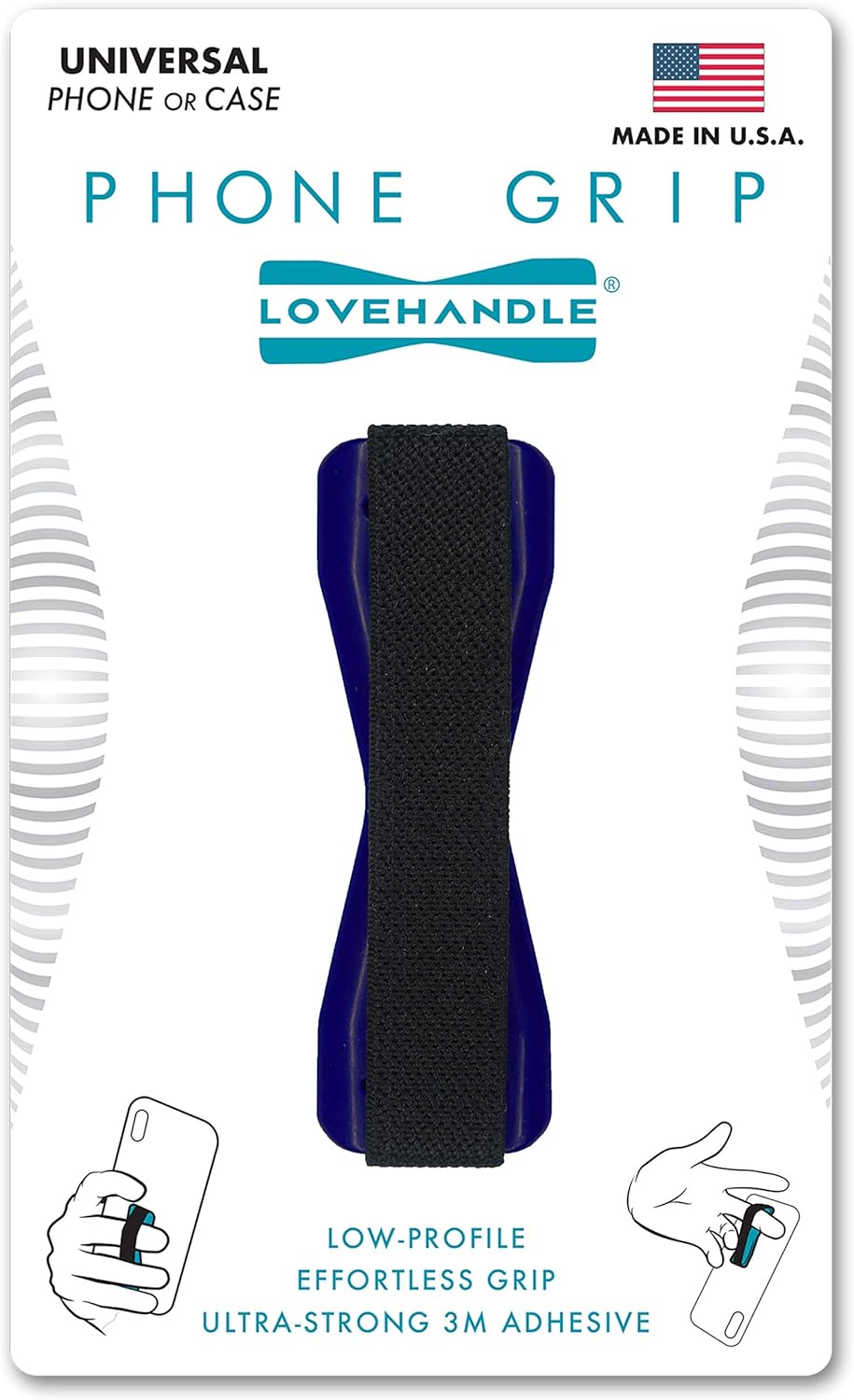 LOVEHANDLE Phone Grip - Universal Phone Strap and Phone Grips for Back of Phone - Convenient Cell Phone Holder for Hand That Fits Most Smartphones and Mini Tablets - Made in The USA