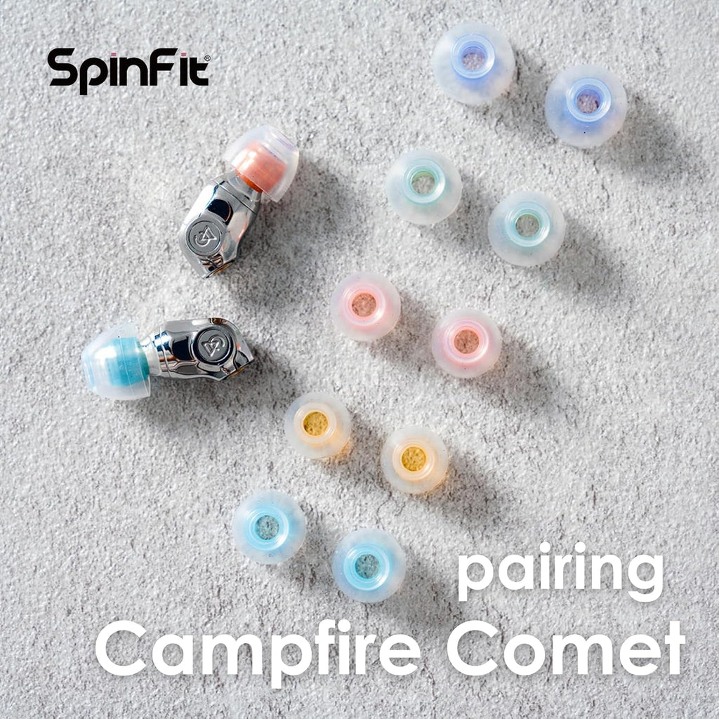 SpinFit W1 for IEM - M - Patented Medical-Grade Silicone Ear Tips, Double W-Shaped Tube Core, More Stability
