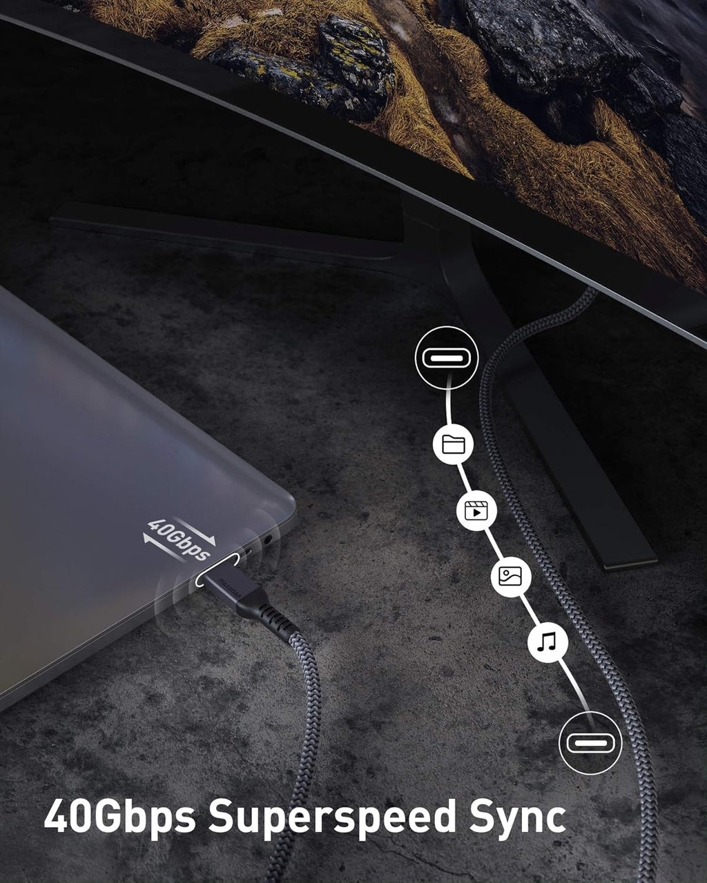 Maxonar [1Ft] Thunderbolt 4 Cable, Short Thunderbolt Cable 40Gbps with 240W Charging and 8K/5K@60Hz Compatible with Thunderbolt 4/3, USB4, and USB C