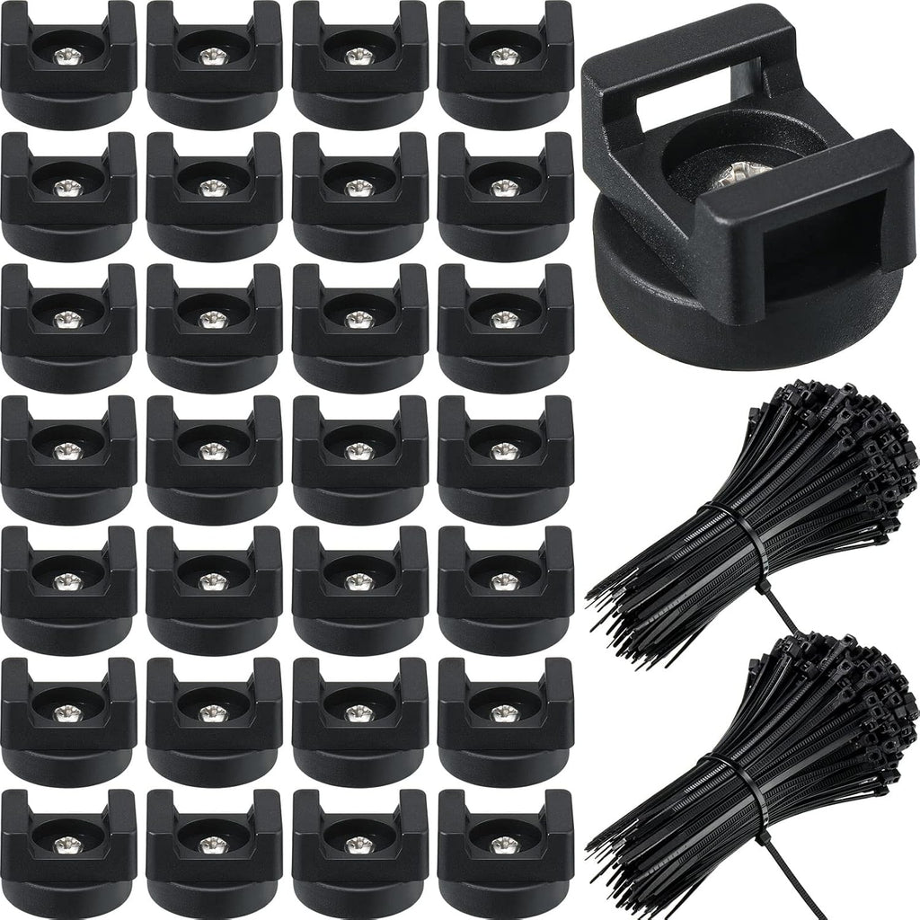 Yookeer 250 Pieces Magnetic Zip Tie Mount Multipurpose Cable Holder Magnets Magnetic Wire Management Bases with Heavy Duty Zip, Mount Nylon Cable Ties in Total (22 mm)