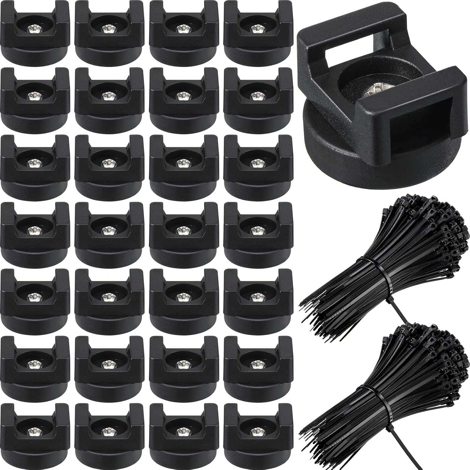 Yookeer 250 Pieces Magnetic Zip Tie Mount Multipurpose Cable Holder Magnets Magnetic Wire Management Bases with Heavy Duty Zip, Mount Nylon Cable Ties in Total (22 mm)