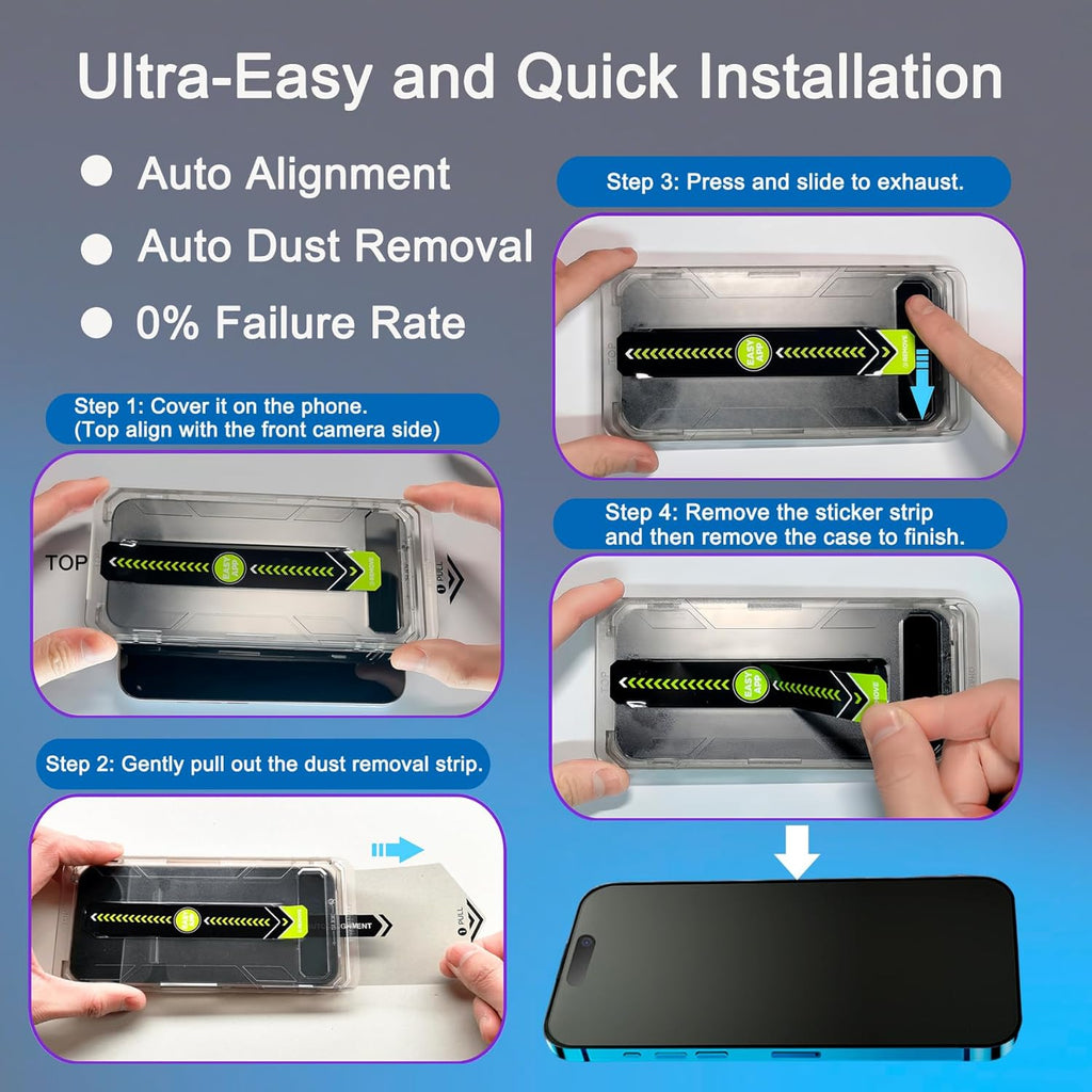 2 Pack Matte Privacy Screen Protector for iPhone 15/iPhone 16, [Auto-Dust Removal and Auto-Alignment] Anti-Spy Anti-Glare Anti-Fingerprint Tempered Glass Film 6.1", Smooth & Sensitive Touch