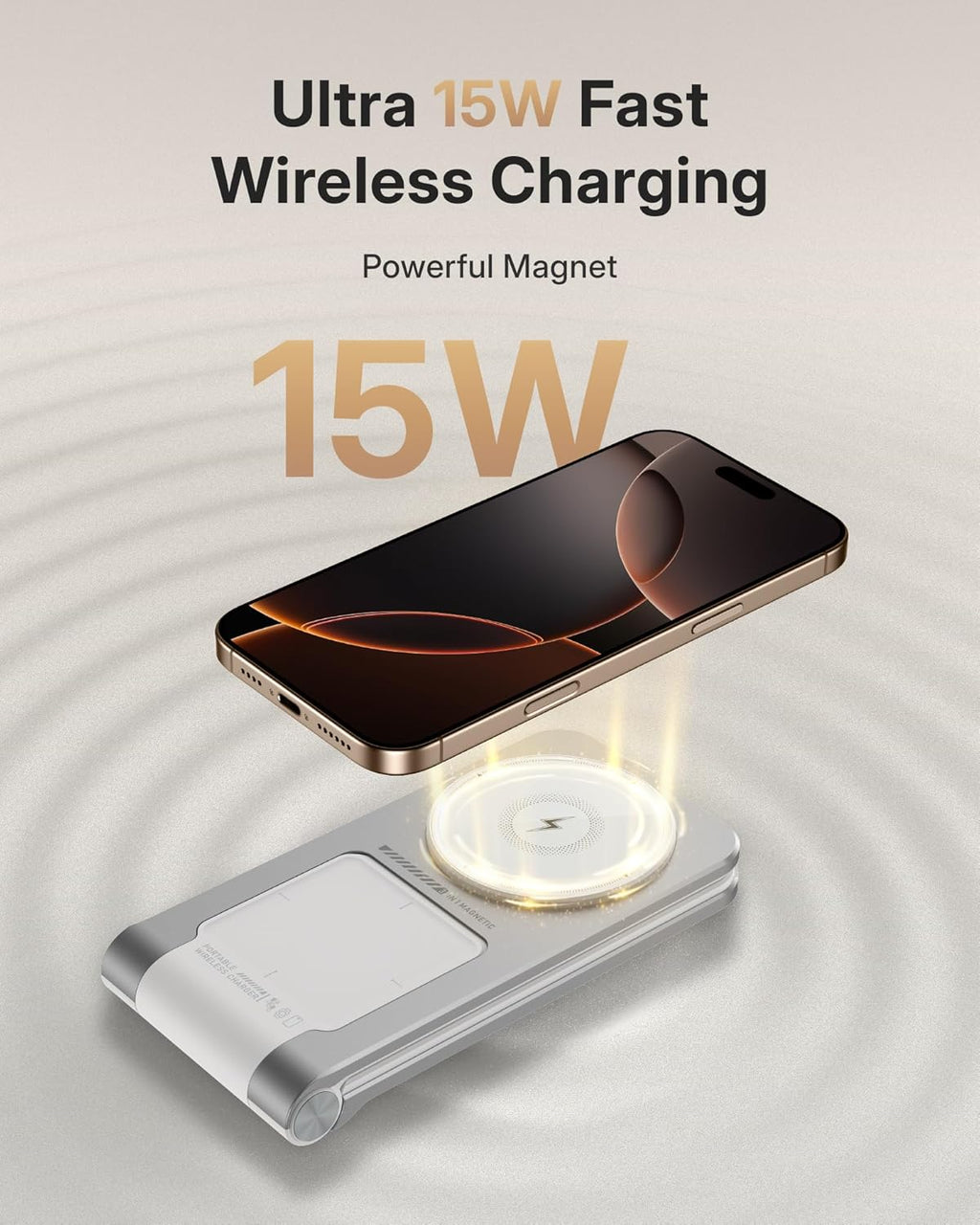 Wireless Mag-Safe Charger Stand for iPhone 16 Pro Max, 3 in 1 Charging Station for Multiple Devices, Metal Foldable Travel Charger for Apple Watch & AirPods, Built-in Retractable USB-C Cable, White