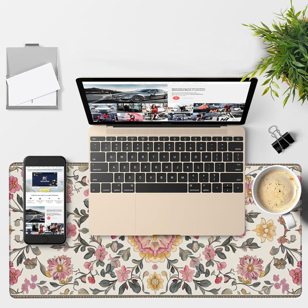 Elegant Carpet Gaming Mouse Pad 3mm Thick Stitched Edge Waterproof Non-Slip Large Computer Keyboard Mouse Mat,Suitable for Office Entertainment Decorative Desk Pad 35.4 x 15.7 Inches