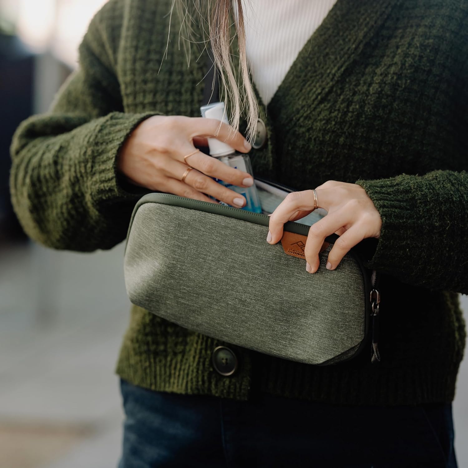 Peak Design Small Tech Pouch, Coyote, Ocean Edition, Electronics Organizer for Travel or Everyday Carry, Origami-Style Storage, Cable Pass-Through, Weatherproof, Gear Carry Bag for Men and Women