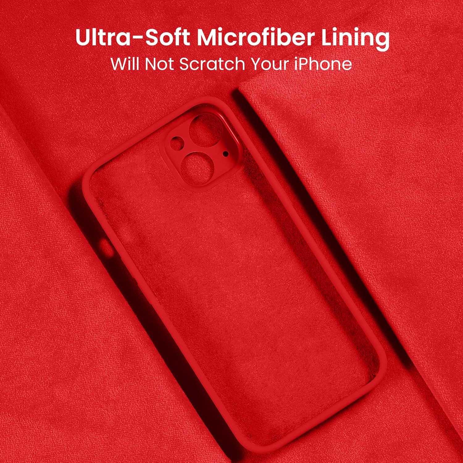 FireNova Designed for iPhone 13 Case, Silicone Upgraded [Camera Protection] Phone Case with [2 Screen Protectors], Soft Anti-Scratch Microfiber Lining Inside, 6.1 inch, Red
