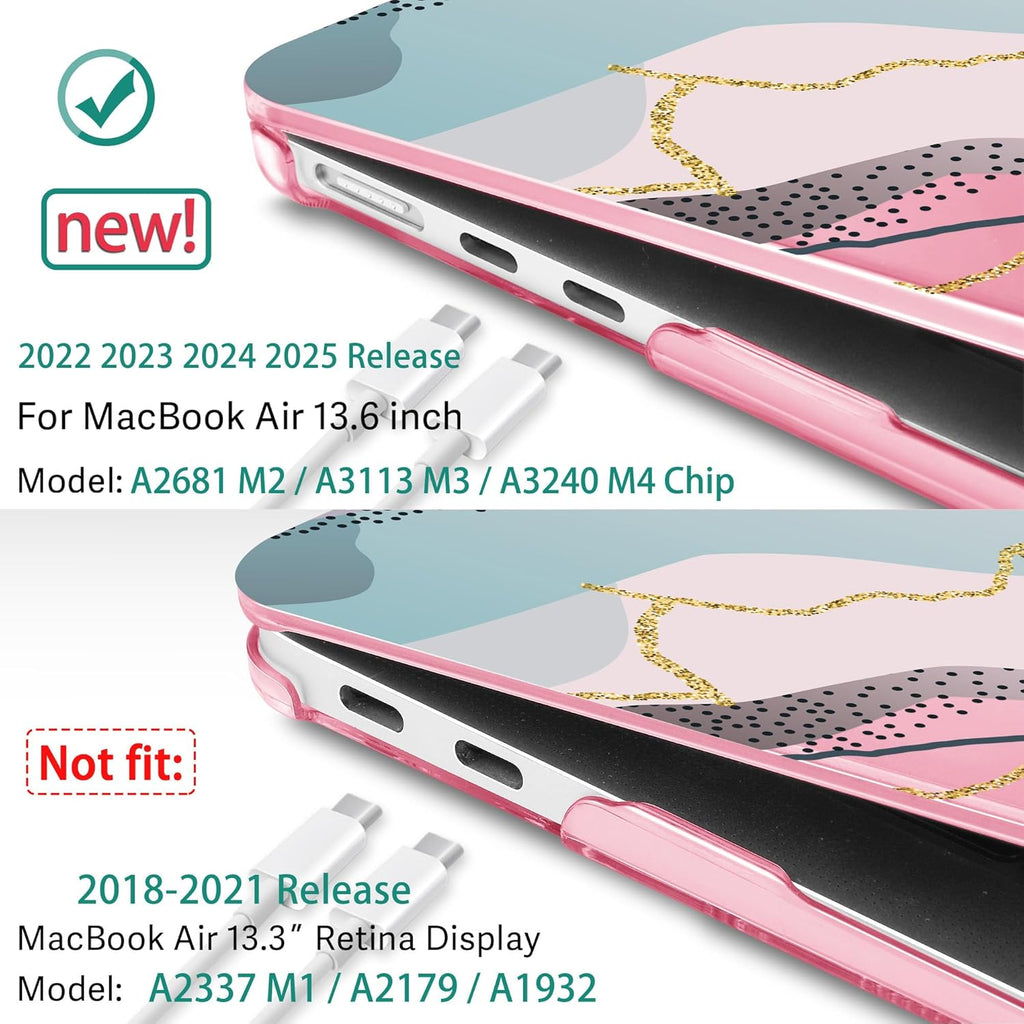 May Chen for MacBook Air 13.6 inch Case A3240 M4 A3113 M3 A2681 M2 with Retina Dispaly, 2025 2024 2023 2022 Release, Plastic Hard Shell Case with Screen Protector & Keyboard Cover, Flower Marble
