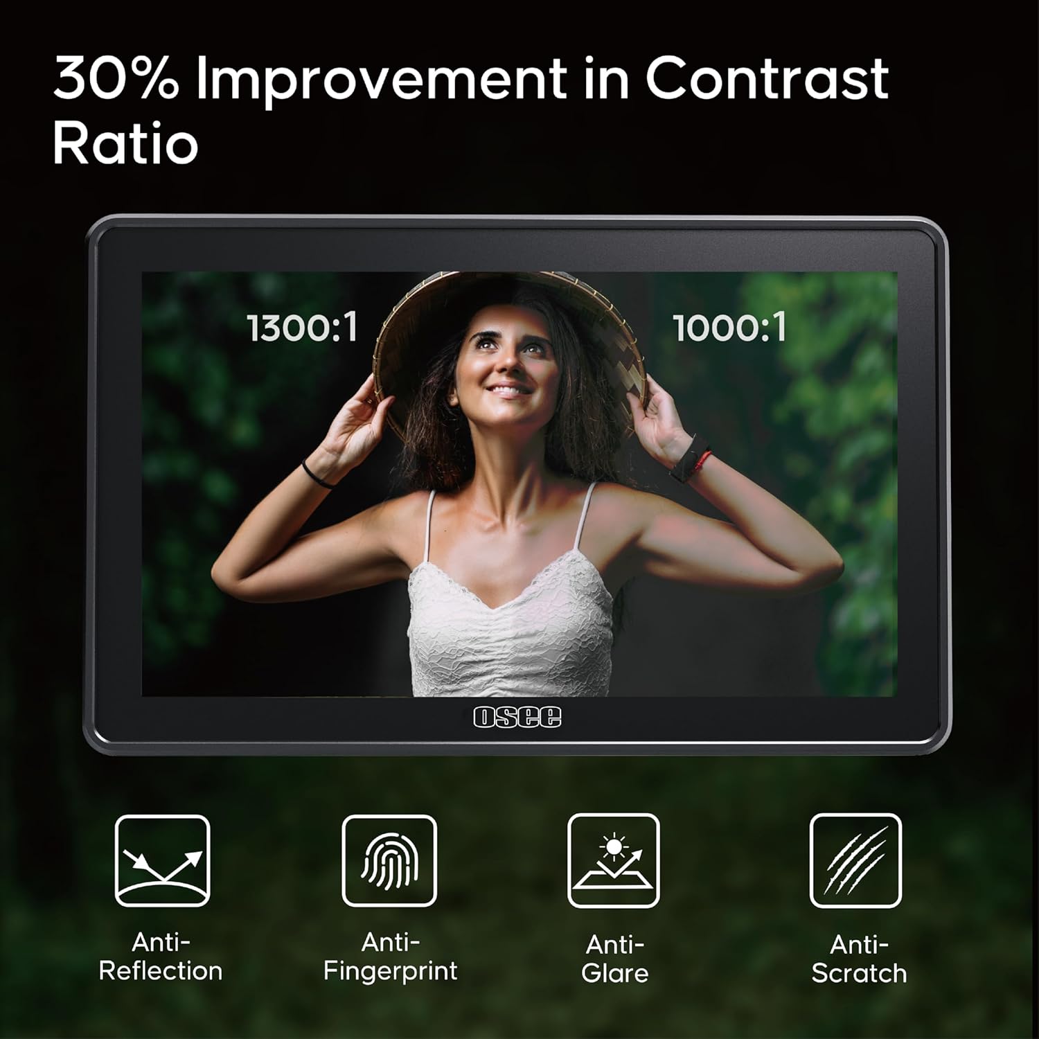 Osee G7 Pro 7 Inch Touchscreen Camera Monitor, 3000Nits HDR Field Monitor with Camera Control, Touch to Focus DSLR Monitor with 3G-SDI 4K HDMI in/Out, 3D-LUT New UI Flexible Power Supply