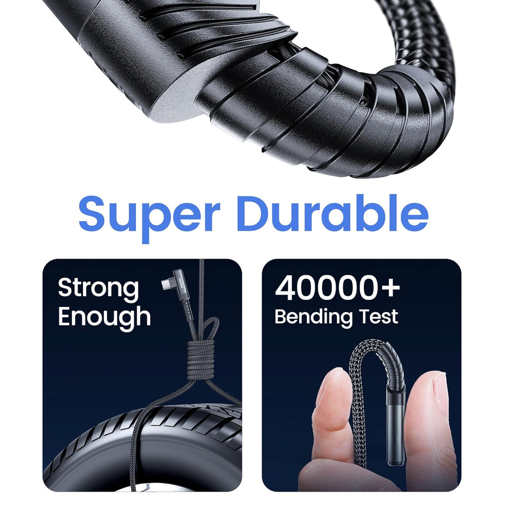 USB to USB C Cable [3.3ft, 2Pack ] USB A to Type C Right Angle Charger Cord 90 Degree Braided Fast Charging for iPhone 16/15/15 Plus/15 Pro/15 Pro Max/Samsung Galaxy S10 S10+, A15 A25, LG V30, Switch