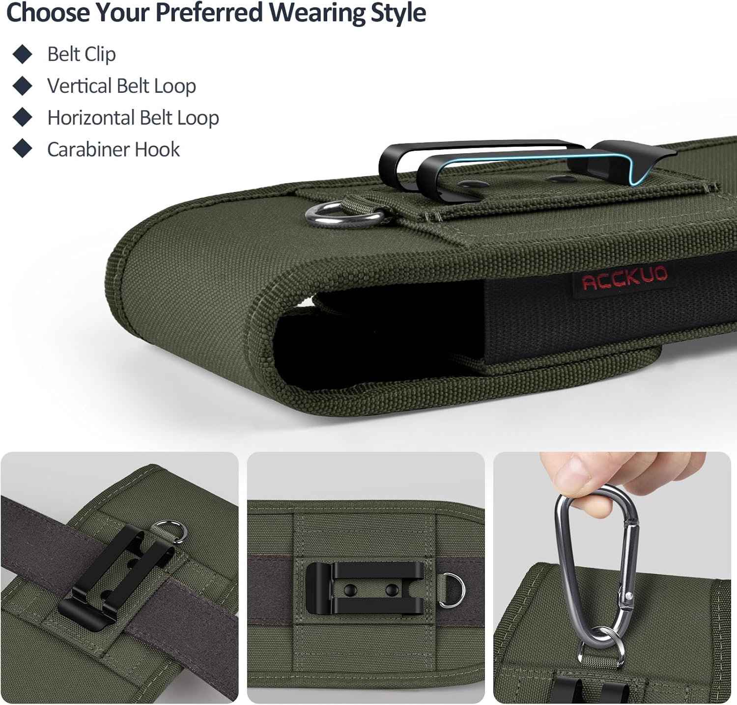 Phone Holster for Belt with Metal Clip and Magnetic Closure Compatible with Galaxy S25/S24/S23/S22/S21/S20 Ultra A16 A26 A35 A36 A55 A56 for Everyday Protection, XL-Green