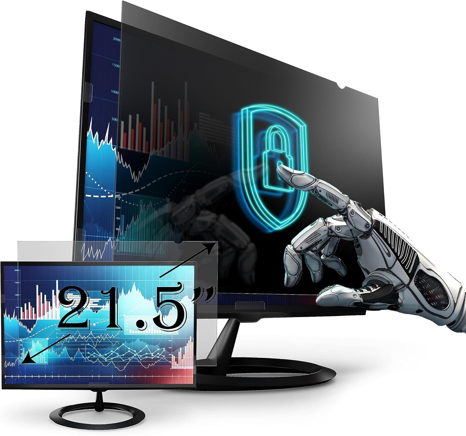 Premium Privacy Screen Filter for 21.5 Inches Desktop Computer Widescreen Monitor with Aspect Ratio 16:09. Anti Glare and Anti Blue Light Protection