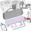 Inkless Portable Printer for Travel, Wireless Thermal Printer Supports 8.5 x 11 Inch US Letter Size, Bluetooth Machine Includes Carry Case and 3 Rolls of Thermal Paper Kit, Purple