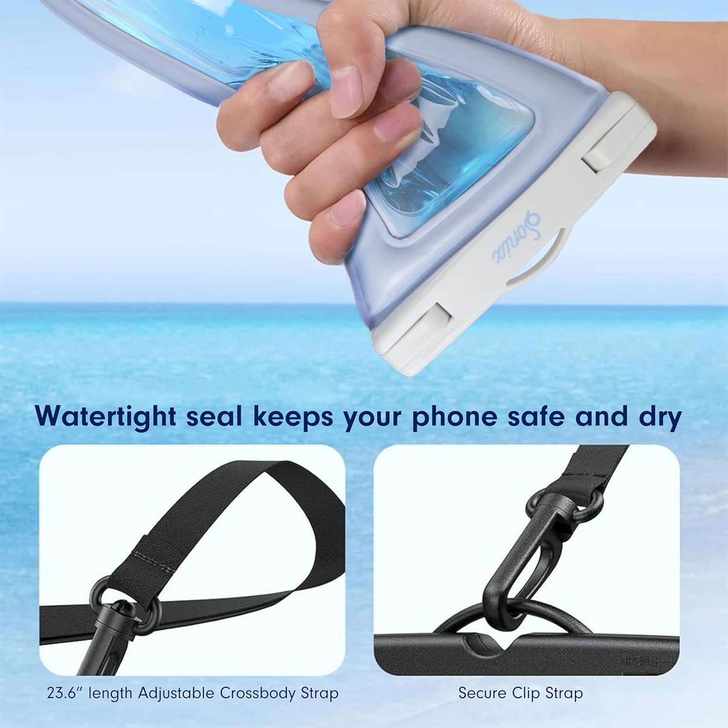 Sonix Waterproof Phone Pouch - Floating Phone Case Dry Bag w/Crossbody Lanyard - Beach Cruise Travel Essentials - Compatible w/All Devices, Touchscreen Friendly | Brown Tort