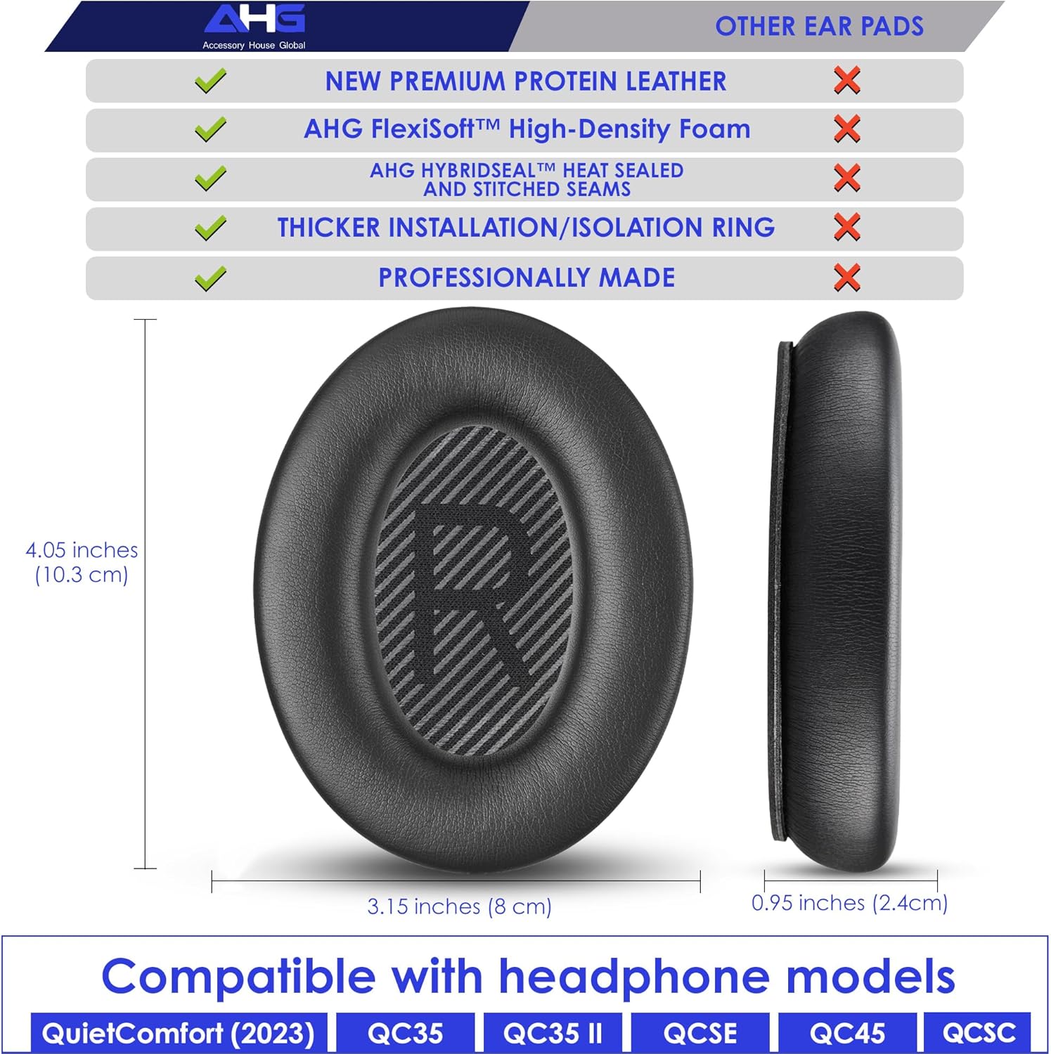Replacement QC Ear Pad and Headband Pad Kit Cushion. Compatible with Bose QuietComfort (2023) QC45 QC35 QC35 II QCSC QCSE Wireless Noise Cancelling Headphones (Black)
