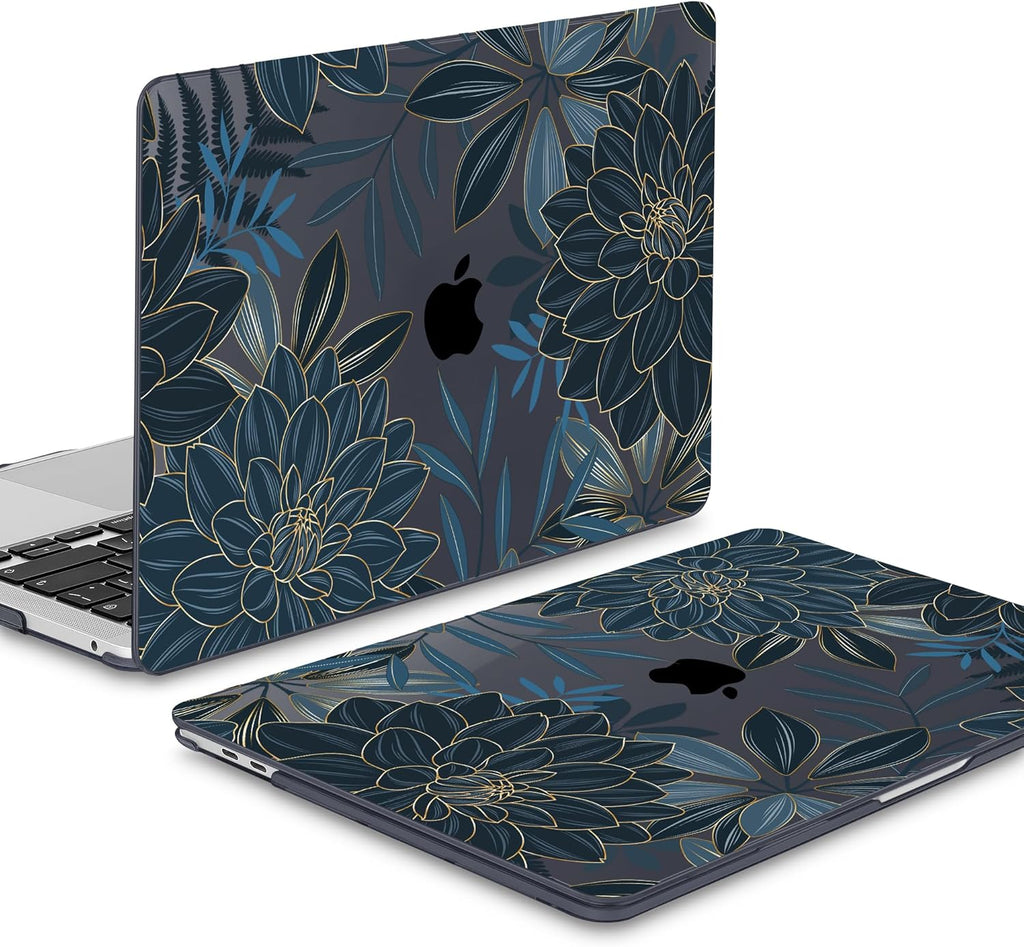 Mektron for MacBook Air 13 Case A1466/A1369 (2010-2017 Release), Snap-on Plastic Hard Shell Cover for MacBook Air 13.3 inch with Keyboard Cover, Dahlia Flower C035