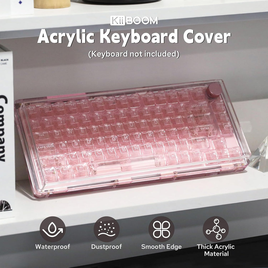 KiiBoom Premium Acrylic Transparent Keyboard Dust Cover, Waterproof, Anti-Dust, Anti-Cat Protector Cover Lid for Mechanical Keyboard (Clear, 12.6'' x 5.3'' x 0.78'')