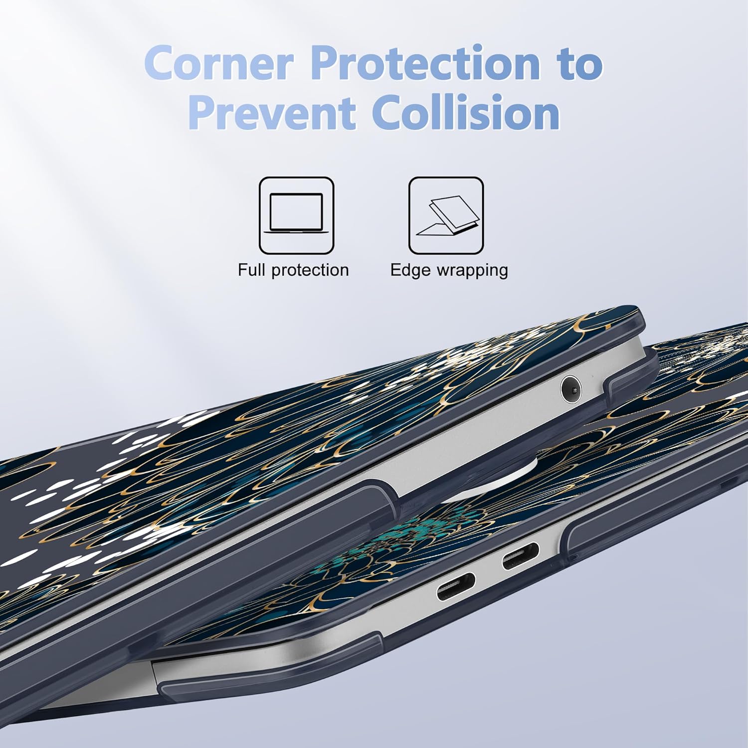 Case for MacBook Pro 13 inch with/Without Touch Bar (2016-2022, M2 A2338 M1 A2289 A2251 A2159 A1989 A1706 A1708), Hard Shell + Keyboard Cover + Dust Plug, Luxury Floral