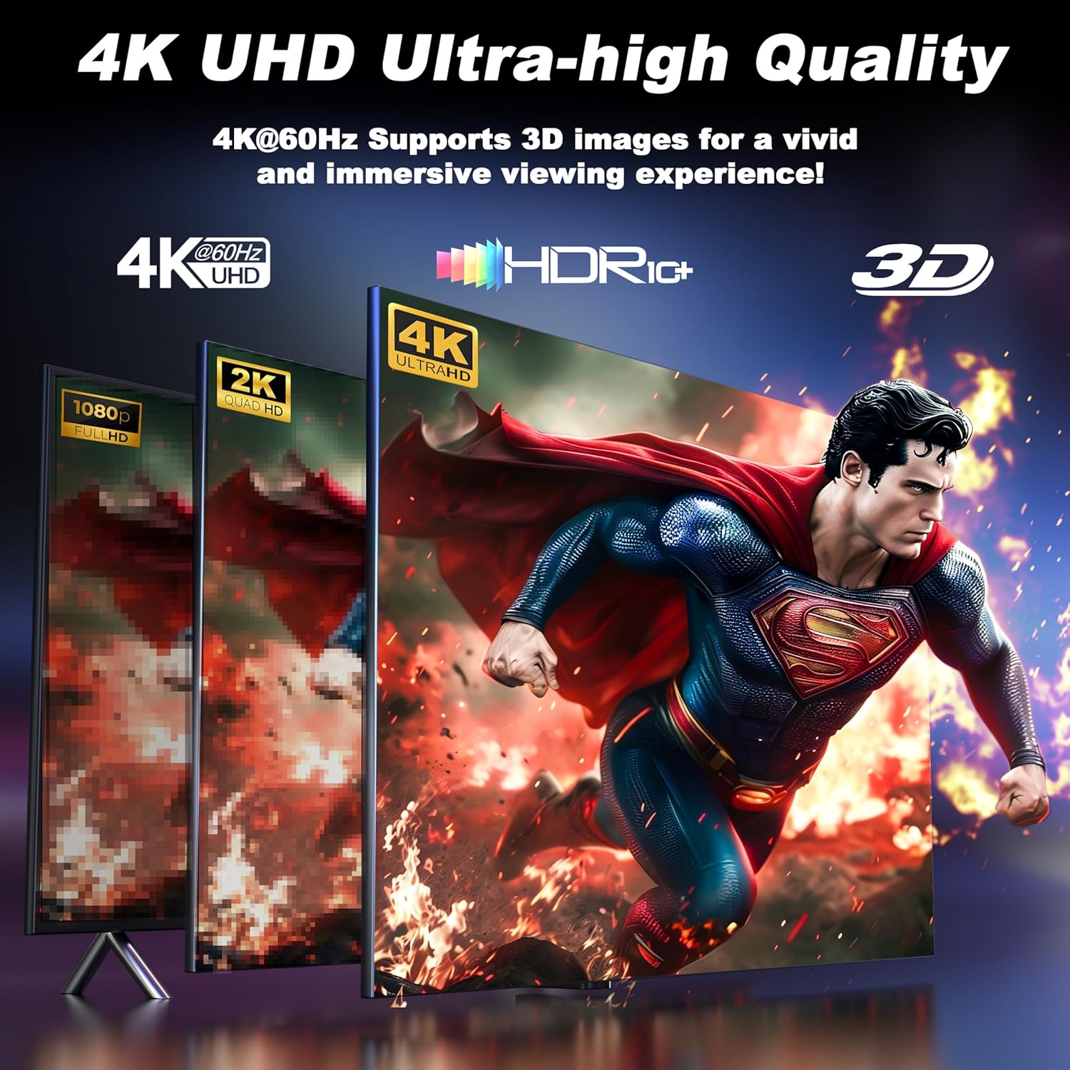 HDMI Switch 3 in 1 Out, 4K@60Hz Switcher, Auto-Switching HDMI 2.0 Switcher with Remote, HDCP 2.2/HD R/3D, Works with PS5/PS4/Switch/Xbox/PC