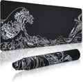 Large Gaming Mouse Pad for Desk,Kanagawa XXL Mouse Pad 35.4x15.7 Inch,Waterproof Desk Pad,Non-Slip Rubber Base Mice Pad,Keyboard Pad Computer Mat,Black Mouse pad