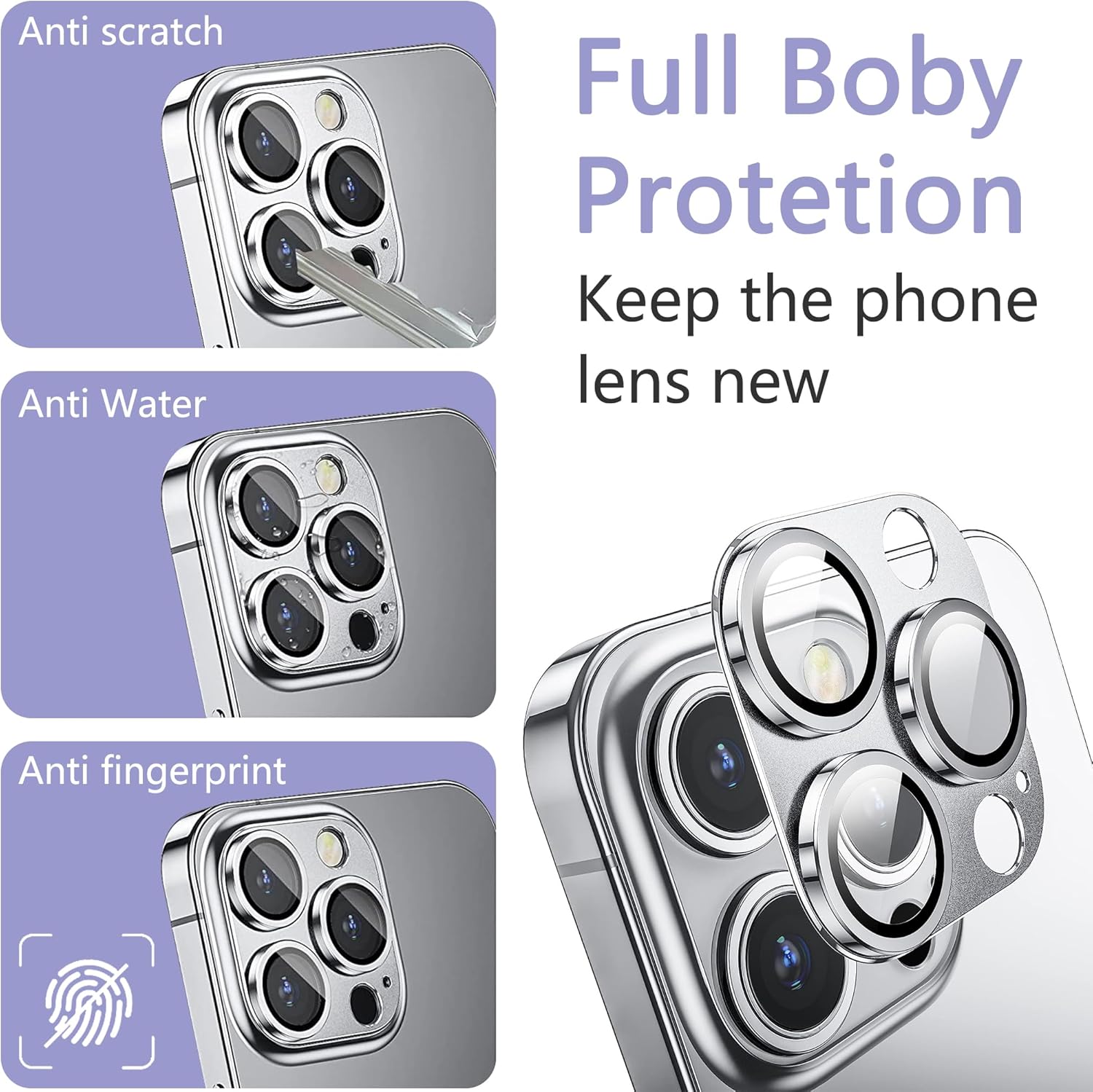 2 Pack Camera Lens Protector for iPhone 16 Pro/iPhone 16 Pro Max,[Not Easy to Breakn ] AR Tempered Glass Strong Adsorption Metal Camera Cover Screen-Silvery