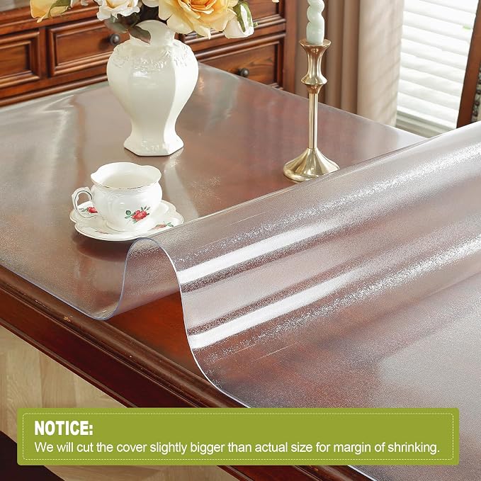 OstepDecor 28 x 48 Inch Frosted Table Cover Protector, 2mm Thick Clear Plastic - Image 4