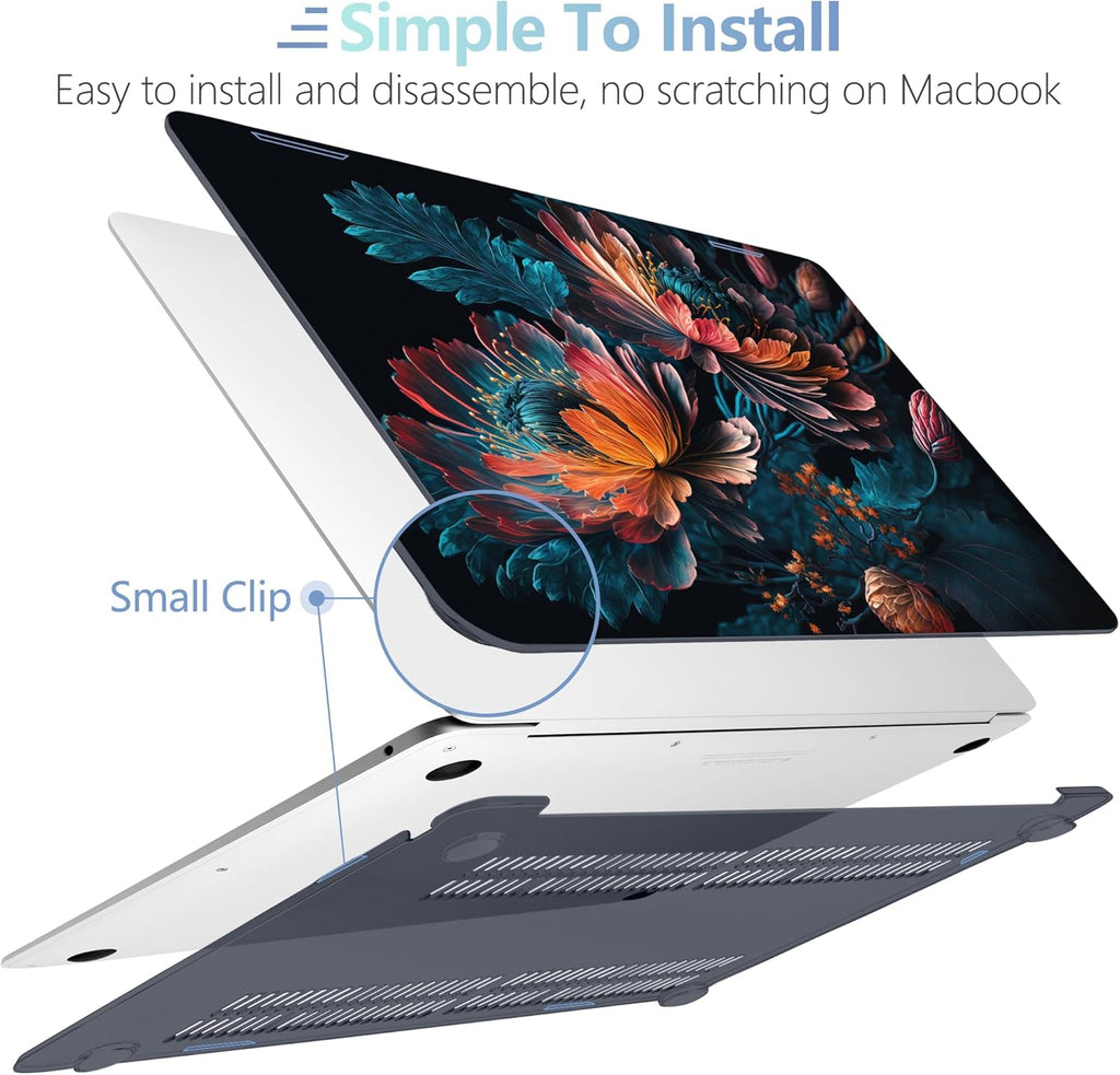 MEEgoodo for MacBook Air 13 inch Case 2021 2020 2019 2018 Released A2337 M1 A2179 A1932 with Touch ID, Plastic Hard Shell & Keyboard Cover Compatible with MacBook Air Case 13.3, Bunch Flowers