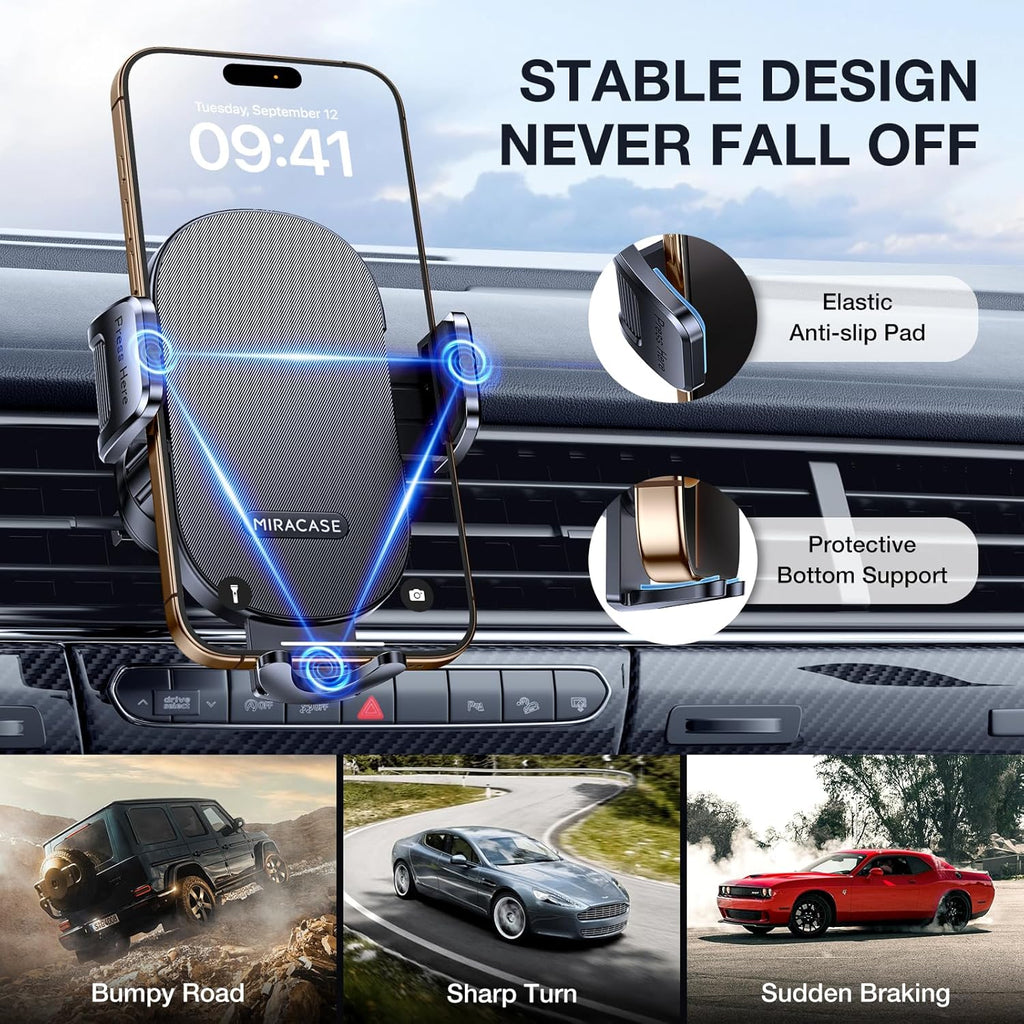 Miracase Phone Holders for Your Car with Metal Hook Clip, Air Vent Cell Phone Stand Car Mount, Universal Automobile Cradle Fit for iPhone Android and All Smartphones, Dark Grey