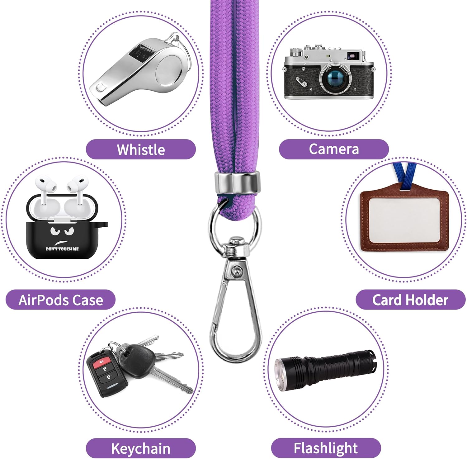 CACOE Phone Lanyard 2 Pcs-1 Pcs Adjustable Neck Strap, 1 Pcs Wrist Strap, 2 Pcs Pads, Universal Crossbody Multifuctional Cell Phone Lanyards Compatible with Most Smartphones(Dark Purple)