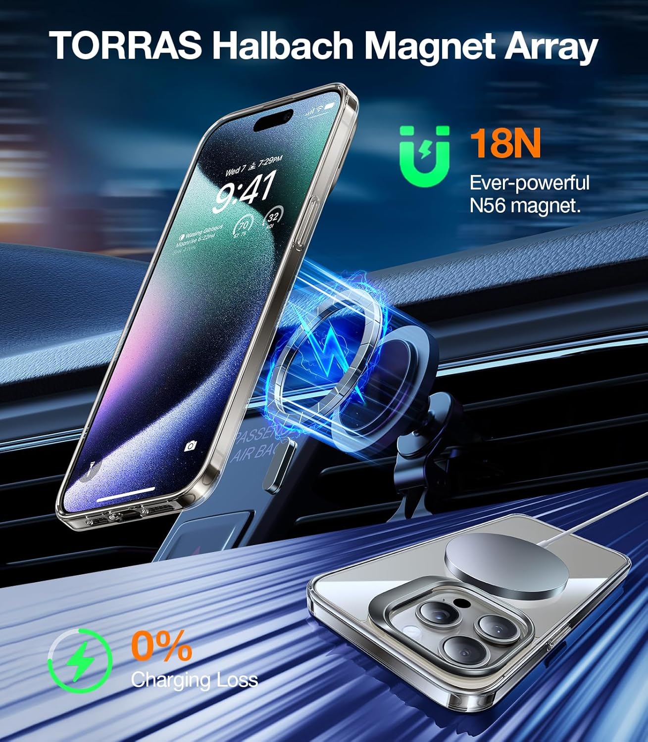 TORRAS Magnetic for iPhone 15 Pro Case, Compatible with MagSafe, Invisible Camera Kickstand, Military-Grade Shockproof Translucent Anti-Scratch Hard Back and Soft Edge Phone Case, Clear Grey