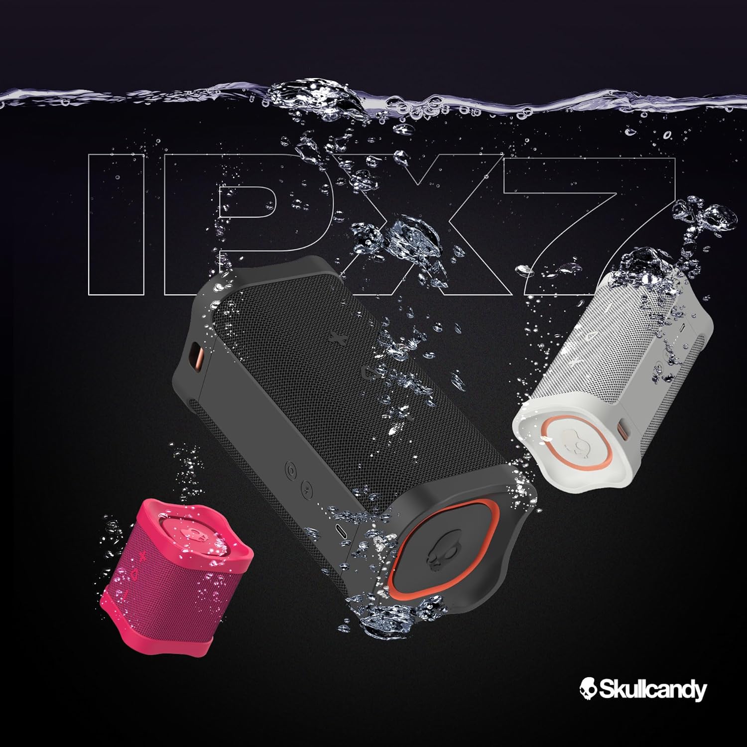 Skullcandy Terrain XL Wireless Bluetooth Speaker - IPX7 Waterproof Portable Speaker, 18 Hour Battery, Nylon Wrist Wrap, True Wireless Stereo (Red)