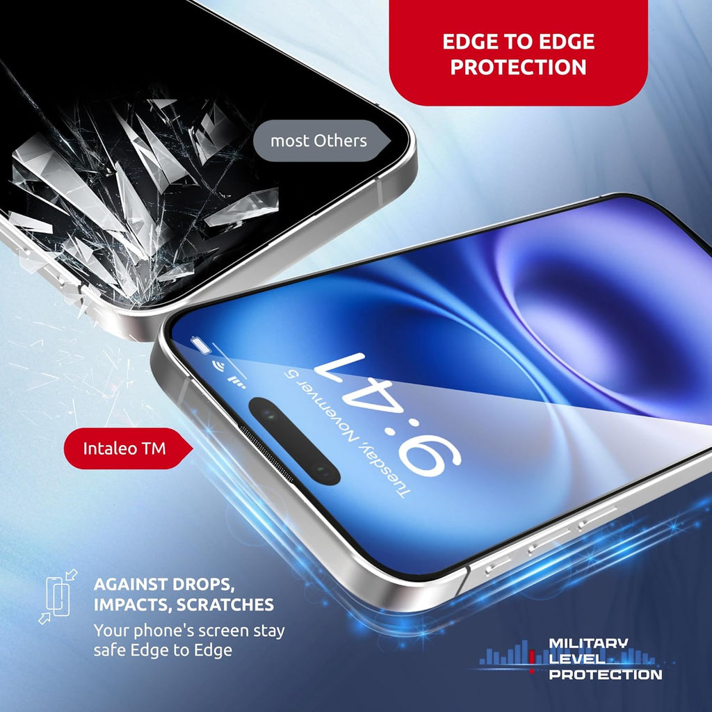 Screen Protector for iPhone 16 Plus – MagicBox Tempered Glass Screen Protectors with 2 Applicators and iPhone 16 Plus Accessories - Edge-to-Edge Protection, 9H Hardness, Oleophobic Coating