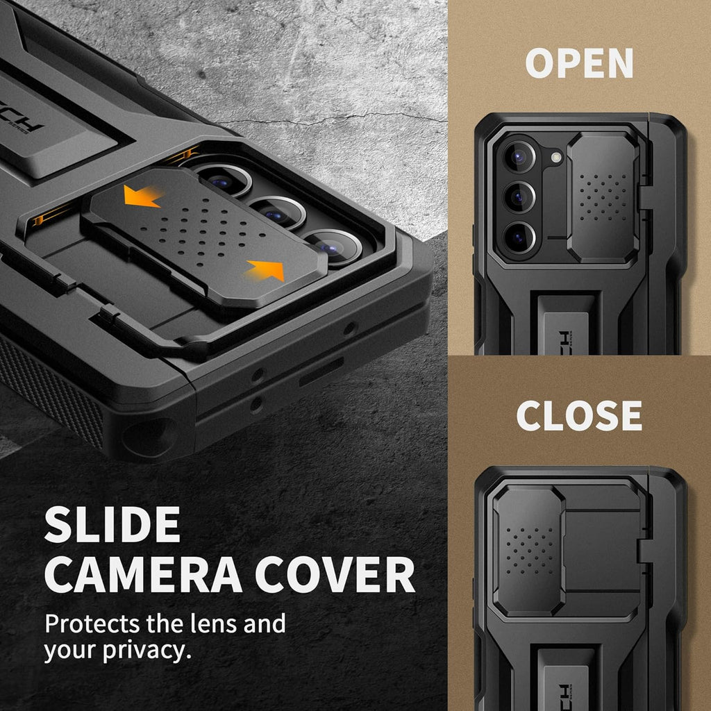 TONGATE for Z Fold 5 Case, [with S Pen Slot & Hinge Protection] [Privacy Glass Screen Protector] Full-Body Military Drop Phone Case for Samsung Galaxy Z Fold 5 with Kickstand & Belt Clip, Black