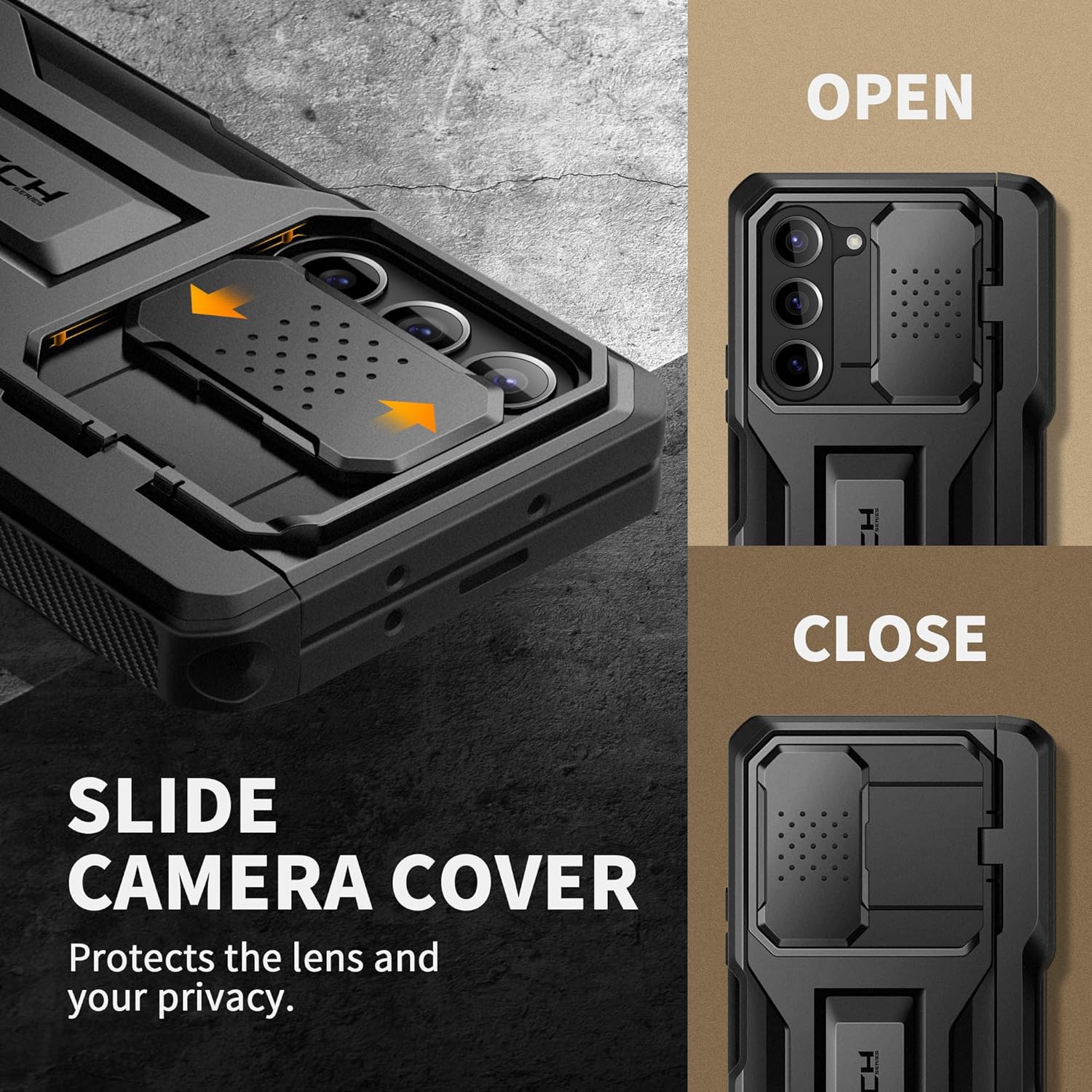TONGATE for Z Fold 5 Case, [with S Pen Slot & Hinge Protection] [Tempered Glass Screen Protector] Full-Body Military Drop Phone Case for Samsung Galaxy Z Fold 5 with Kickstand & Belt Clip, Black