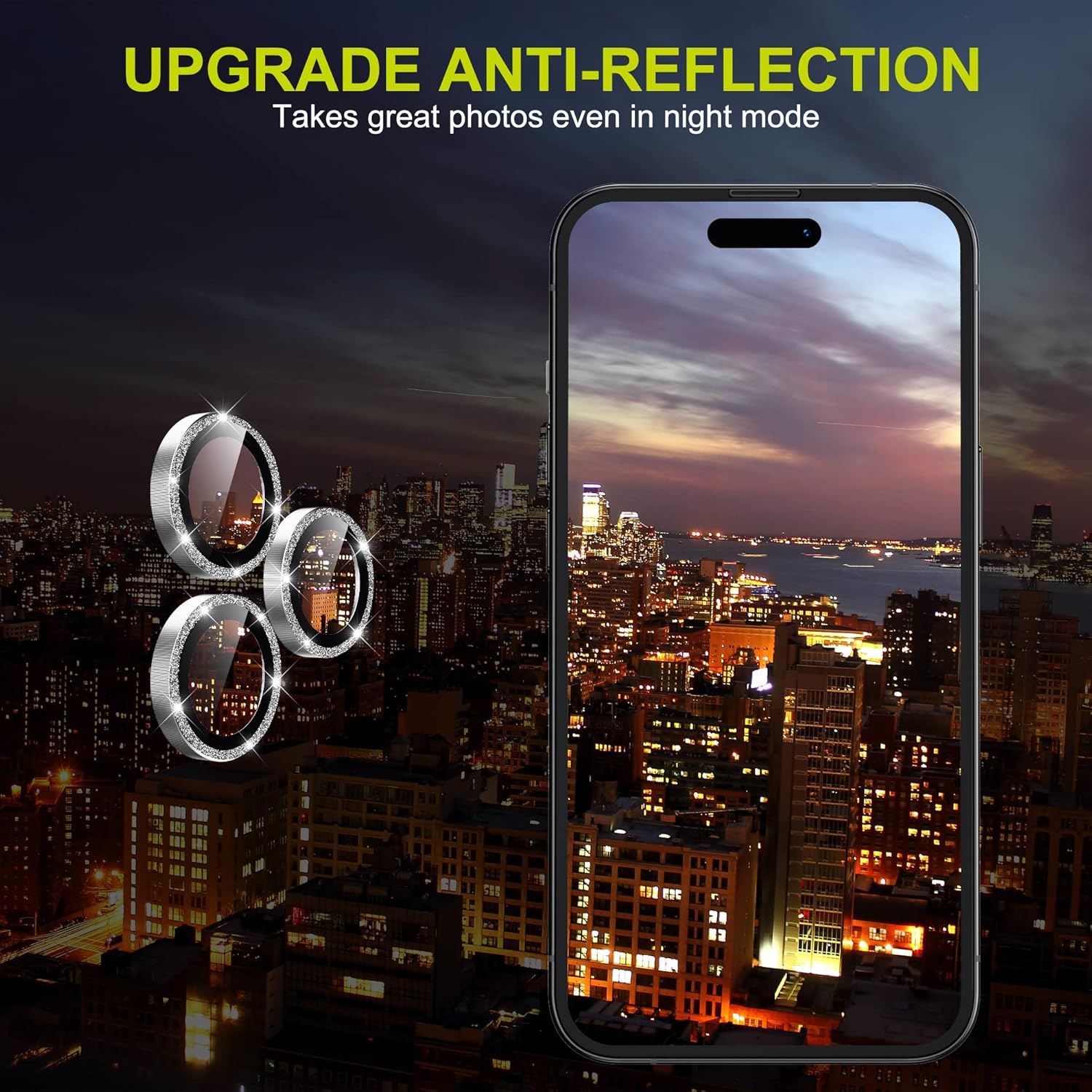 WSKEN for iPhone 14 Pro/iPhone 14 Pro Max Camera Lens Protector,[Night Shooting Mode] HD Tempered Metal Glass Camera Screen Protector Cover Film Accessories, Glitter