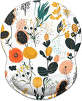 ITNRSIIET Ergonomic Mouse Pad with Gel Wrist Support Small Wrist Rest Smooth Surface Non-Slip PU Base Comfortable Office Supplies Pain Relief, 8.7 x 7.2 inches, Beautiful Flowers and Plants