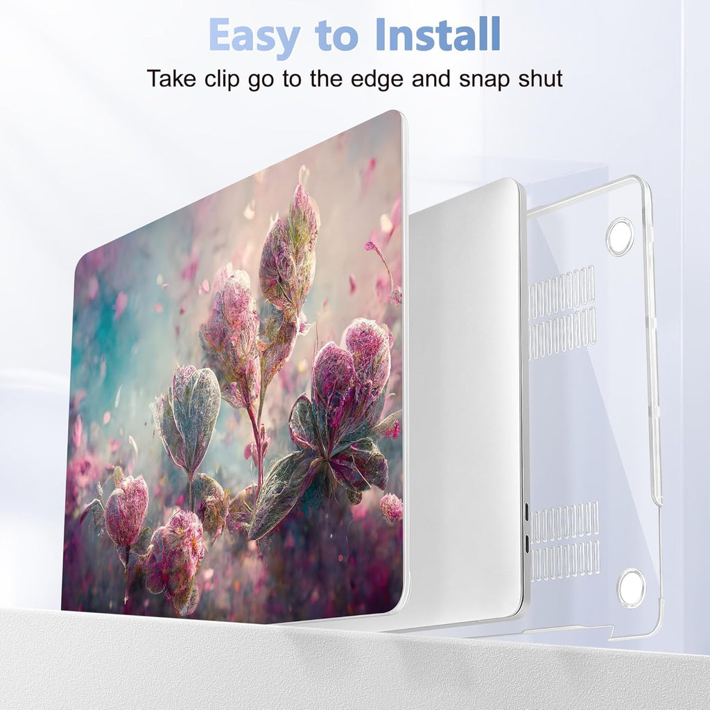 Case for MacBook Pro 13 inch with/Without Touch Bar (2016-2022, M2 A2338 M1 A2289 A2251 A2159 A1989 A1706 A1708), Hard Shell + Keyboard Cover + Dust Plug - Flowers