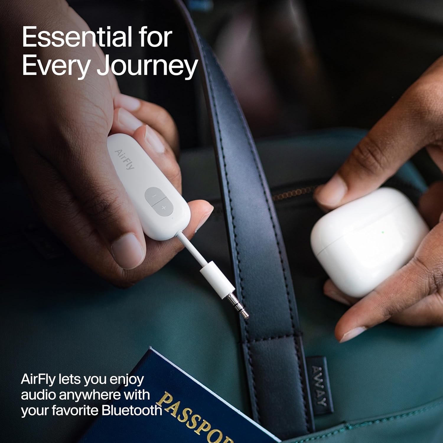 Twelve South AirFly SE, Bluetooth Wireless Audio Transmitter for AirPods/Wireless or Noise-Cancelling Headphones; Use with Any 3.5 mm Audio Jack on Airplanes, Gym Equipment or iPad/Tablets (Black)