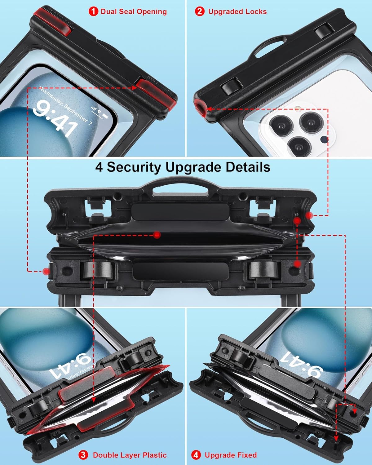 2025 3-Pack Waterproof Phone Pouch, Cruise Ship Essentials Must Haves Dry Bag for Vacation Beach Travel Kayak Boat Accessories, Water Proof Phone Case for iPhone 16 15 14 13 12 Plus Pro Max