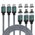 ZBF 100W USB C Magnetic Charging Cable, 2 in 1 Charger Cable for Type C(3 Pack, 4/6.6/6.6FT) 480Mbps Data Transfer, 5A Fast Charging for Phone 17 16 15,14,13 Pro Max, MacBook Pro,Pad,Galaxy S22,Pixel