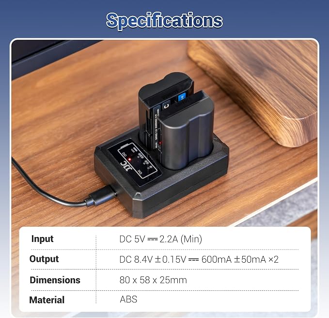 JJC EN-EL14a EN-EL14 Battery Charger USB Dual Slot - Image 8