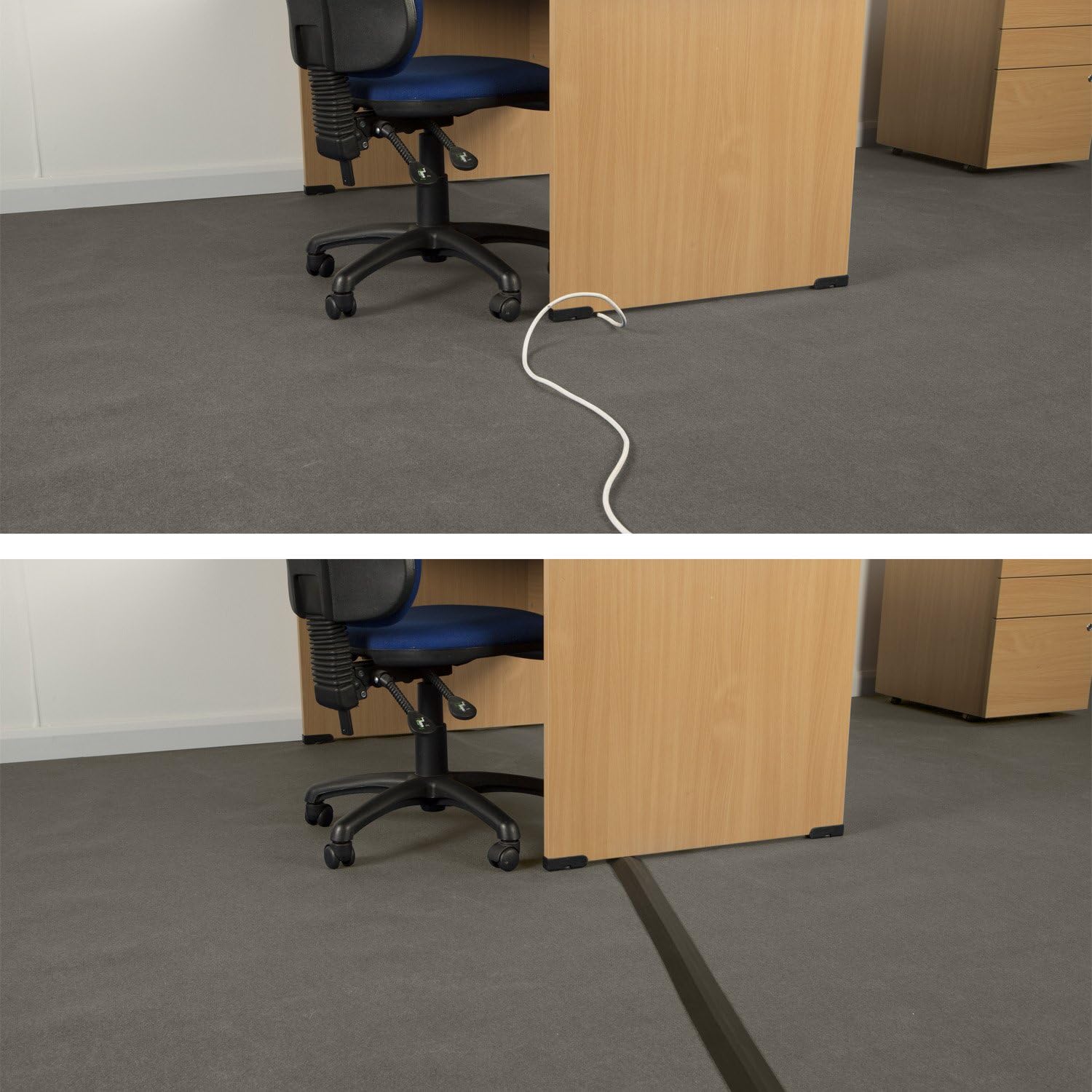 D-Line 6ft Floor Cord Cover, Made in USA Linkable Cable Protector, Hide Extension Cords, Protect Cords, Prevent Cable Trips, Cord Hider, Heavy Duty - Cord Cavity = 0.56" (W) x 0.35" (H) - Black
