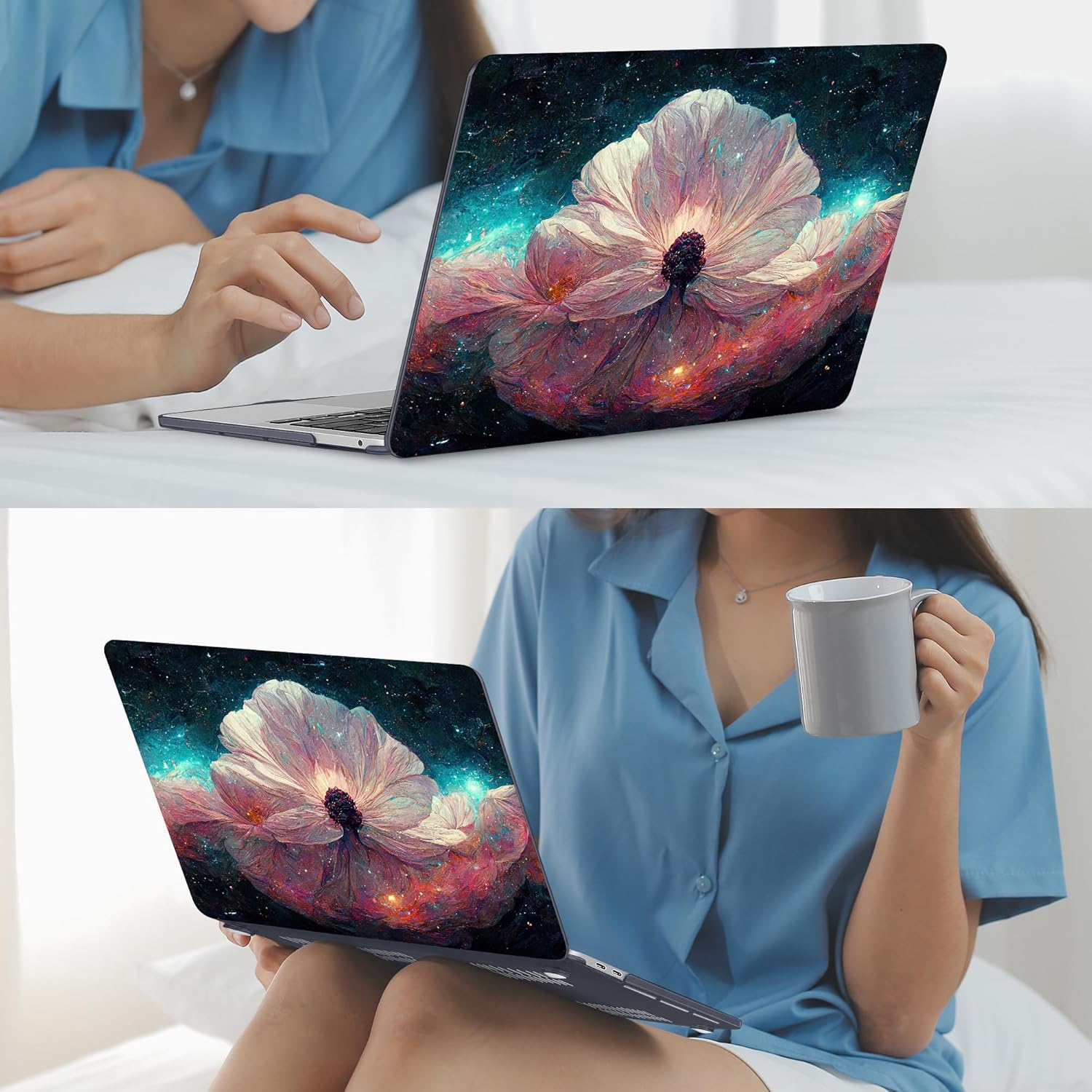 Mektron for MacBook Pro 13-inch Case 2022 2021 2020 Release A2338 M2 M1 A2289 A2251, Printed Plastic Hard Shell Cover for New MacBook Pro 13.3-inch Touch Bar Fits Touch ID，Galaxy Flower