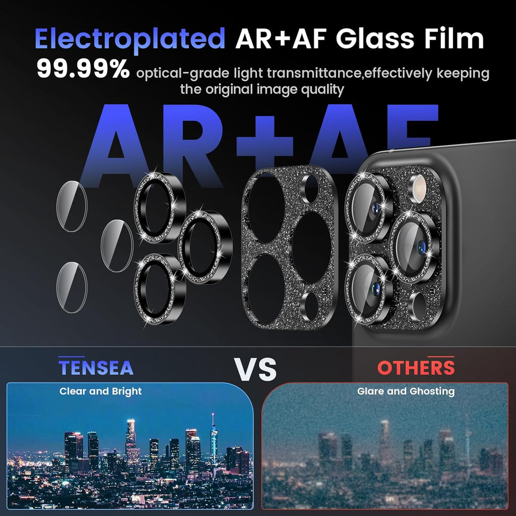 Tensea for iPhone 16 Pro/iPhone 16 Pro Max/iPhone 15 Pro/iPhone 15 Pro Max Camera Lens Protector, Metal Aluminum Alloy Tempered Glass Cover Camera Screen Protector Accessories, Case Friendly